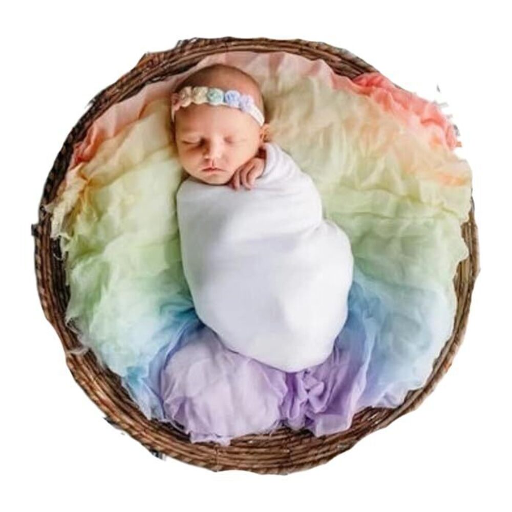 1824 PASTEL Rainbow Cheesecloth Wrap blanket with matching headband
